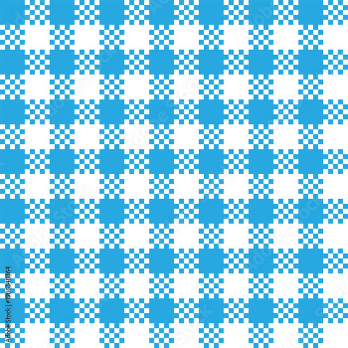 Classic Blue White Gingham Check Seamless Pattern Background