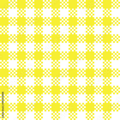 Vibrant Yellow and White Gingham Seamless Checkered Pattern Background