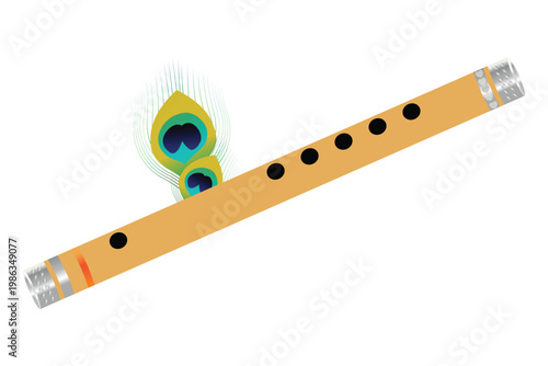Indian Flute with Peacock Feathers.