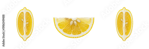 Fotografia Lemon Slice PNG Cutout - Isolated Citrus Fruit Segment on Transparent Background