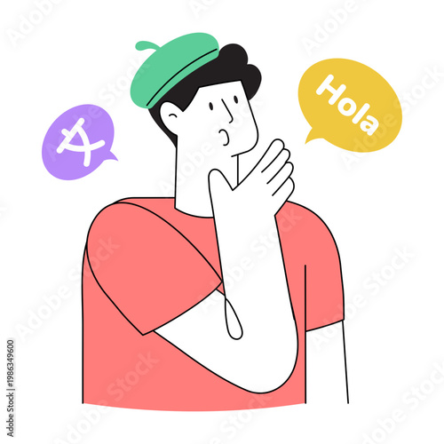 A doodle style illustration showing language practice