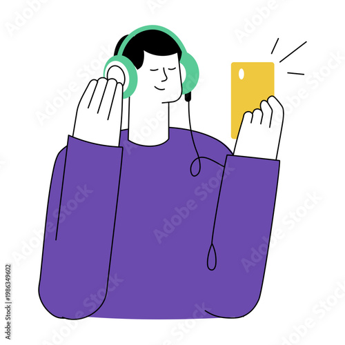 A drawing style illustration representing listening