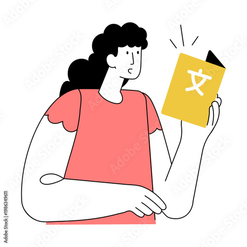 A doodle style illustration showing language book