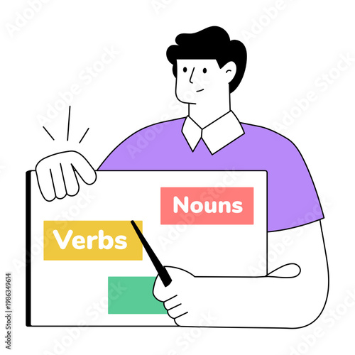 A doodle style illustration showing grammar training
