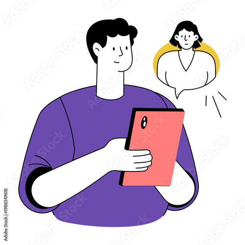 A drawing style illustration representing conversation practice