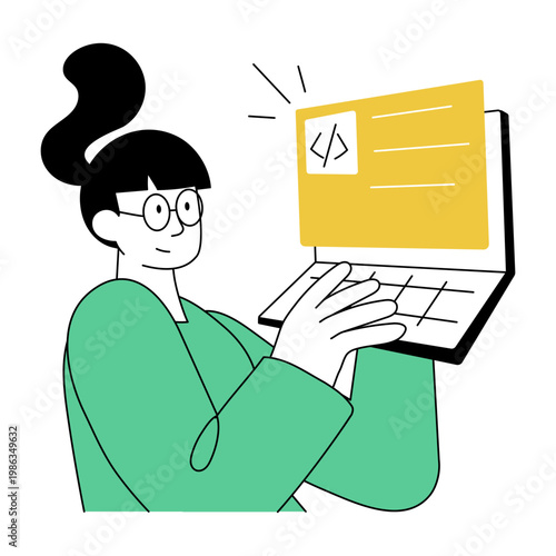 A doodle style illustration showing code practice