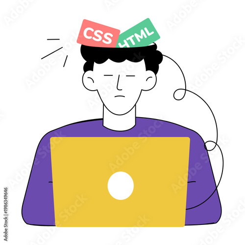 A doodle style illustration showing programming language