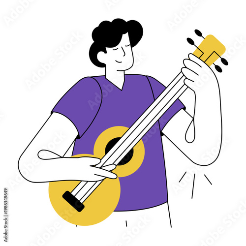 A doodle style illustration showing playing guitar