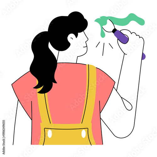 A flat style illustration depicting painting