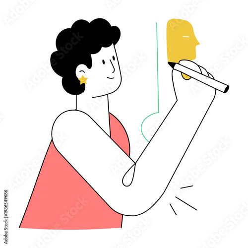 A flat style illustration depicting concept sketching