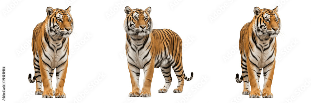 Fototapeta premium Siberian Tiger Standing PNG Cutout - Isolated Wild Predator Striped Cat on Transparent Background for Jungle Safari Graphics