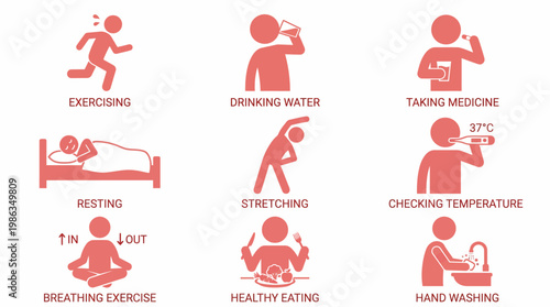 Healthy Lifestyle Routine Icon Set