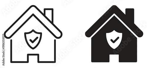 Safe house icon set house insurance icon set home shield icon home security sign house protection symbol, residential safety and property insurance concept vector