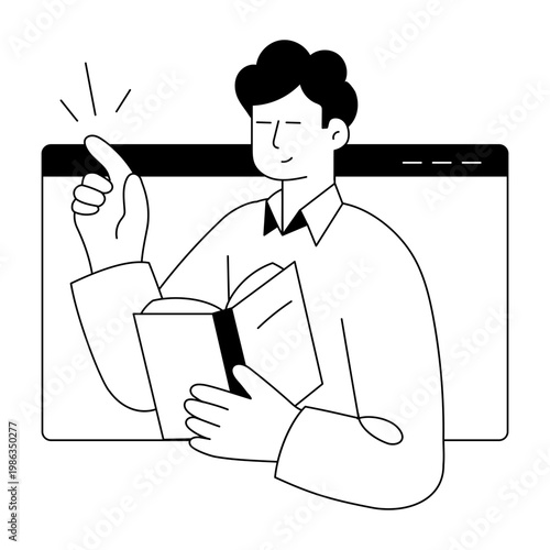 A drawing style illustration representing digital learning