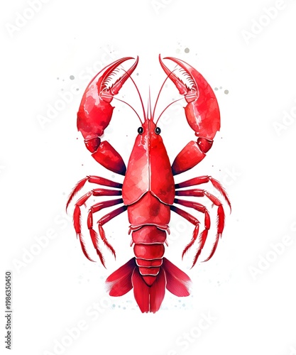 Krebs Aquarellbild rot
