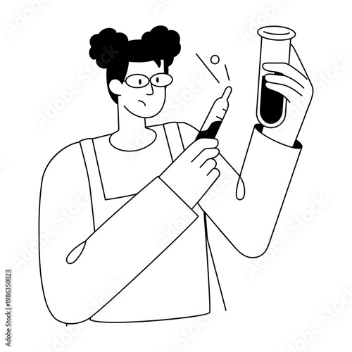A flat style illustration depicting chemist