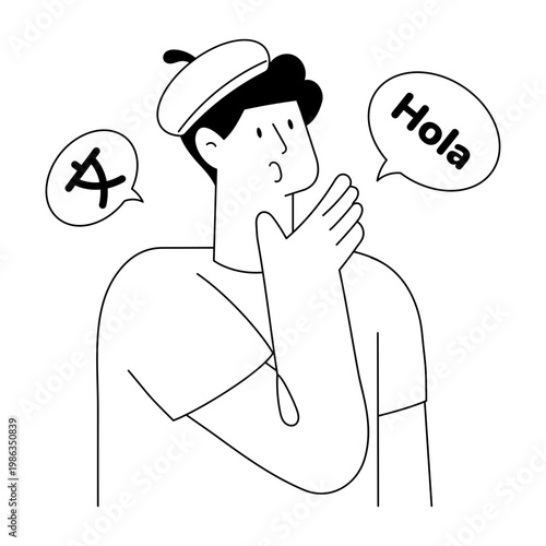 A doodle style illustration showing language practice