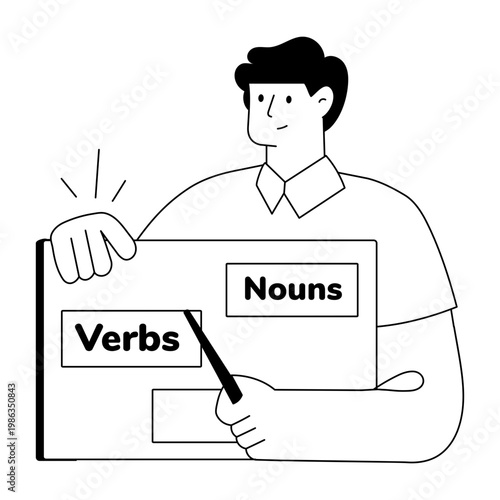 A doodle style illustration showing grammar training