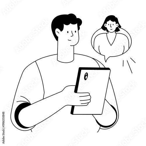 A drawing style illustration representing conversation practice