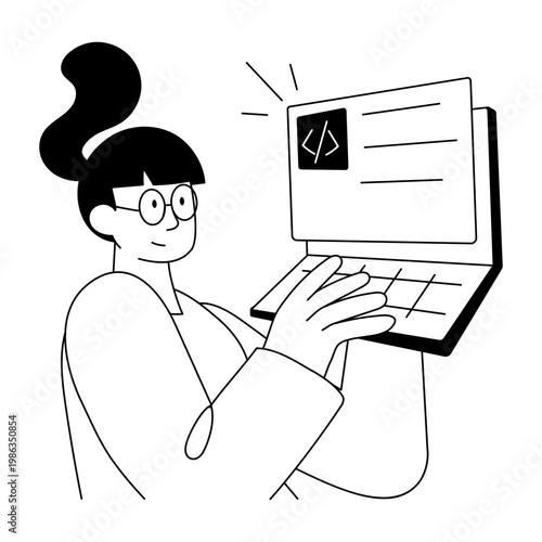 A doodle style illustration showing code practice