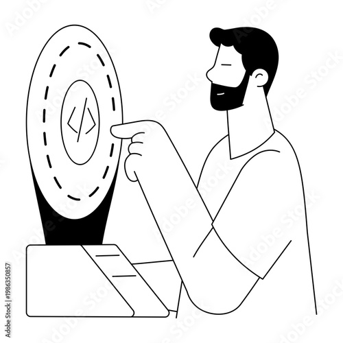 A flat style illustration depicting coding