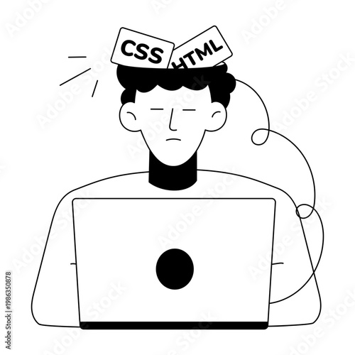 A doodle style illustration showing programming language