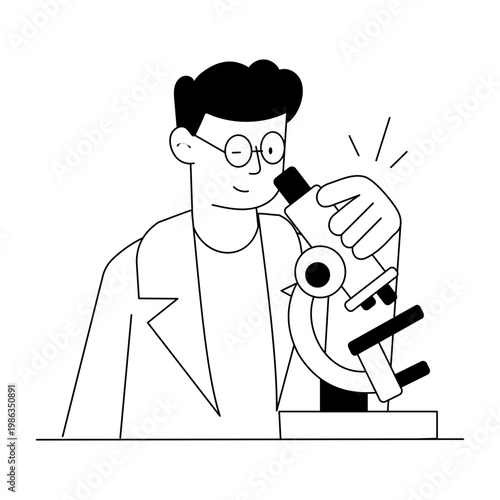 A doodle style illustration showing scientific research