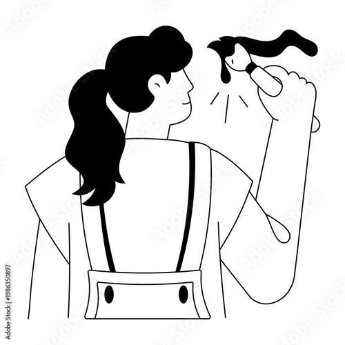 A flat style illustration depicting painting