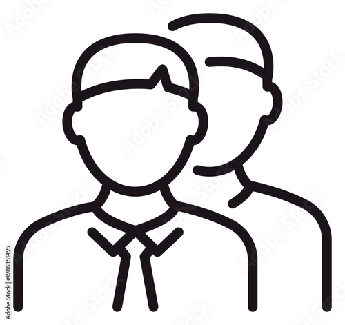 Schilderij op canvas Professional business team vector icon illustration featuring two male figures in formal attire, representing corporate leadership, partnership, teamwork, and human resources collaboration
