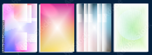 Minimalist abstract background with translucent square layers and vibrant color gradients.