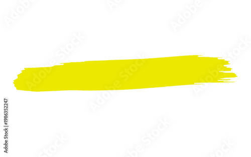 Yellow paint brush stroke on white background, vibrant acrylic smear texture, horizontal highlighter mark for graphic design and text highlighting