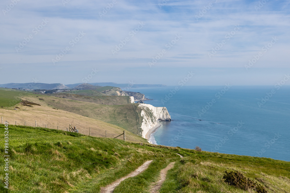 Fototapeta premium Looking east towards Bat's Head from White Nothe, along the Jurassic Coast in Dorset