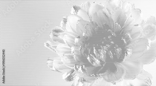 Abstract halftone flower texture background in retro style overlay