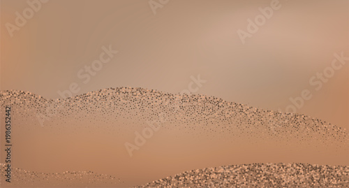 Minimalist desert dune landscape with golden podium platform and abstract waves.