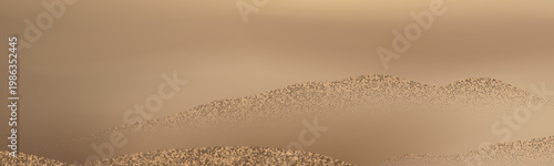 Minimalist desert dune landscape with golden podium platform and abstract waves.