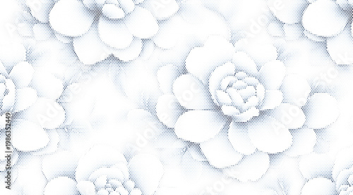 Abstract halftone flower overlay vector texture background with dotted floral pattern