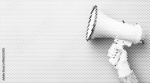 Abstract halftone megaphone vector texture overlay