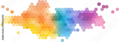 Abstract halftone vector background with colorful dotted texture overlay in retro futurism style