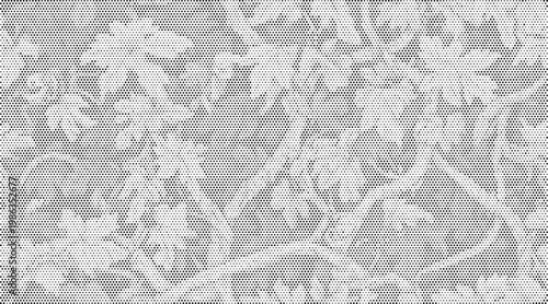 Abstract halftone texture overlay with floral elements and vector design background
