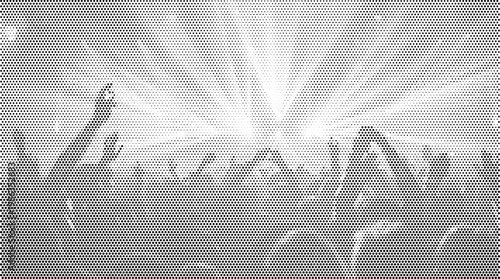 Abstract halftone texture with vector overlay and nature silhouettes for visual backgrounds