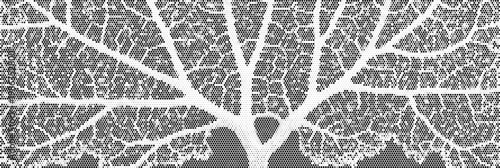 Abstract halftone vector texture overlay of leaf branches with dotted grunge design