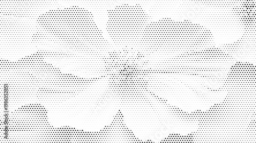 Abstract halftone vector texture overlay with dotted floral background