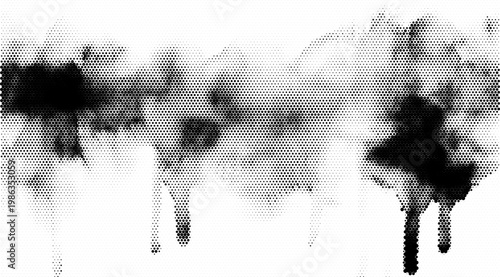 Abstract halftone vector texture overlay with ink splatter background