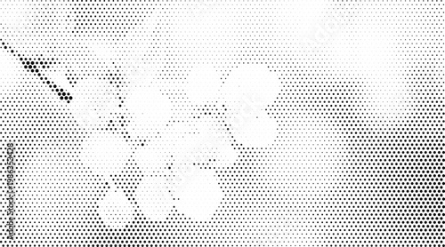 Halftone vector texture overlay of abstract floral background in dotted retro futurism style
