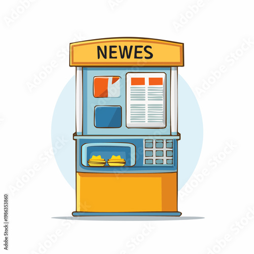 Cartoon Illustration of a Newsstand