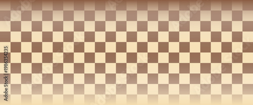 Checkerboard background brown with gradient frame in hippie 70s style diner pattern