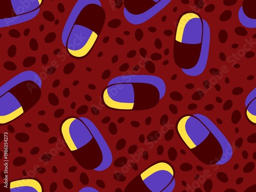 Medicine seamless pills pattern for wrapping paper and doctor clothes and packaging and medical accessories