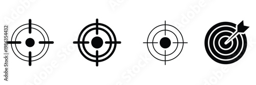 Target icon target with arrow icon symbol target goal aim sniper shoot icon symbol, precision focus and accuracy achievement concept vector