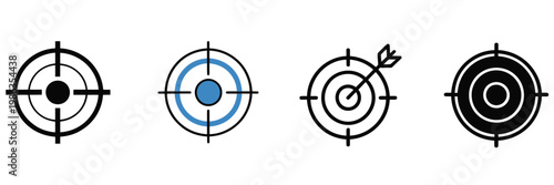 Target icon target with arrow icon symbol target goal aim sniper shoot icon symbol, precision focus and accuracy achievement concept vector