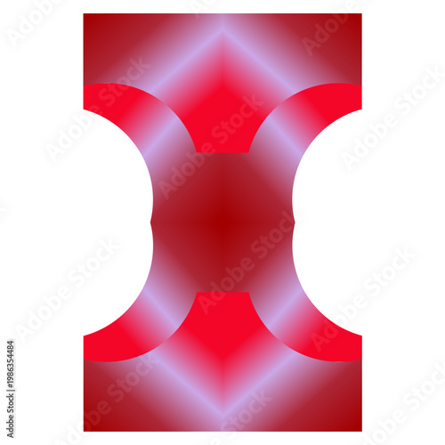 ´´Abstract red geometric shape on vibrant cyan background with gradients´´